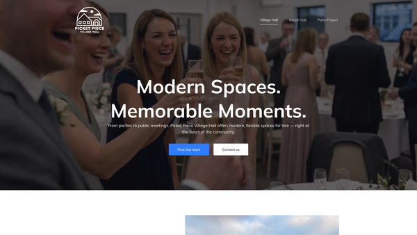 Screenshot of the The Picket Piece Combined Recreation Hall website