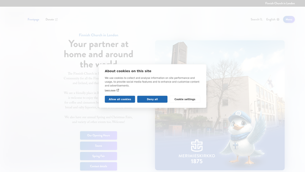 Screenshot of the Finnish Church In London Charitable Trust website