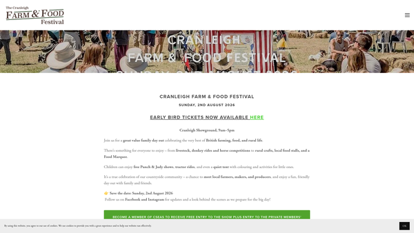 Screenshot of the Cranleigh And South Eastern Agricultural Society website