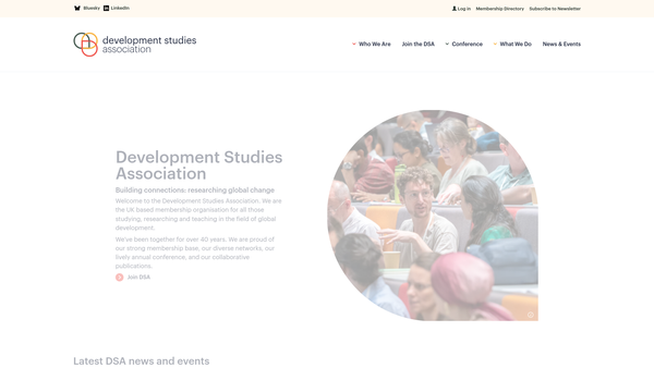 Screenshot of the Development Studies Association website
