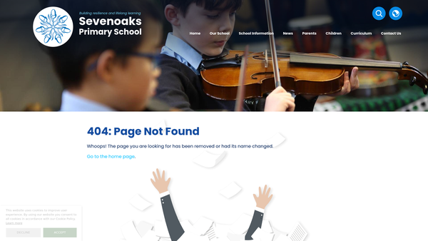 Screenshot of the Sevenoaks Primary School Parent Teacher Association website