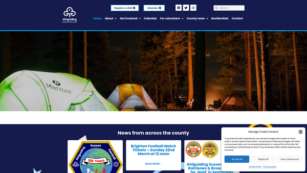 Screenshot of the Sussex Central Guides website