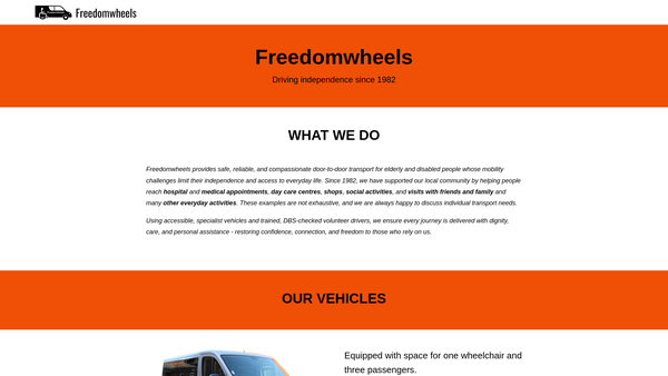 Screenshot of the Exeter Disability Transport Service website