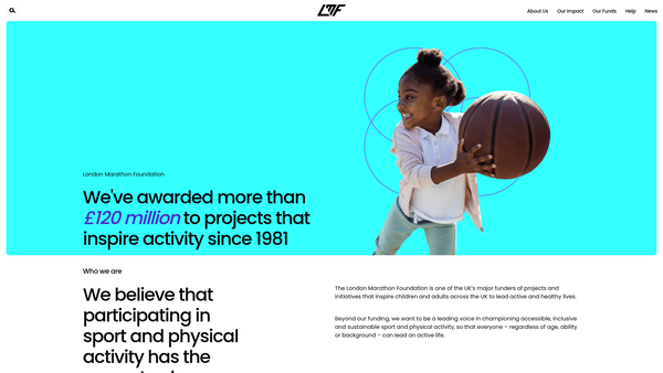 Screenshot of the The London Marathon Charitable Trust Limited website