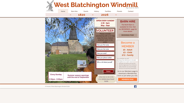 Screenshot of the West Blatchington Windmill Society website