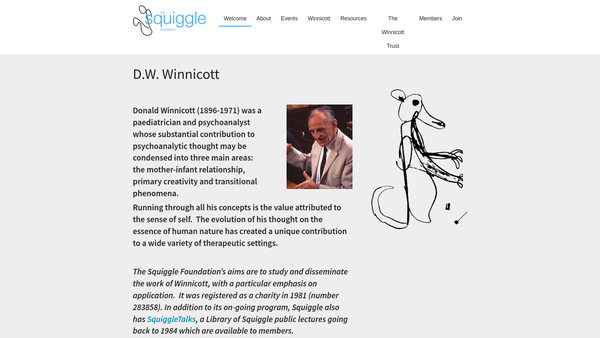 Screenshot of the The Squiggle Foundation website