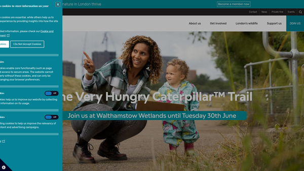 Screenshot of the The London Wildlife Trust website