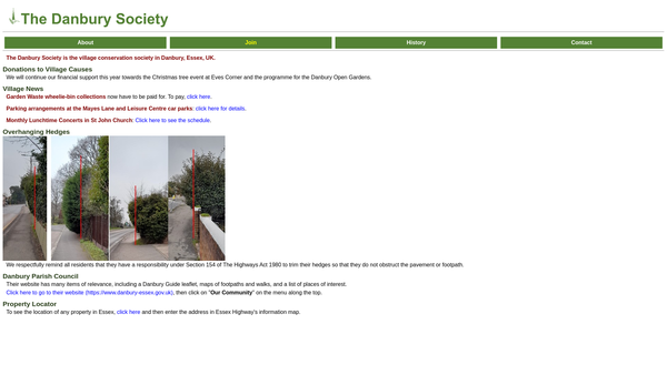 Screenshot of the The Danbury Society website
