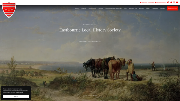 Screenshot of the Eastbourne Local History Society website
