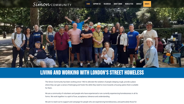 Screenshot of the The Simon Community website
