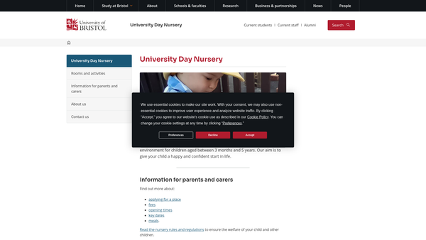 Screenshot of the The University Nursery Parents Association Limited website