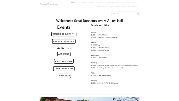Screenshot of the Great Dunham Amenities Committee website