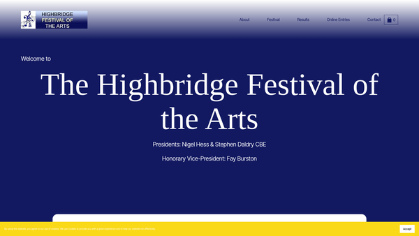 Screenshot of the Highbridge Festival Of The Arts website