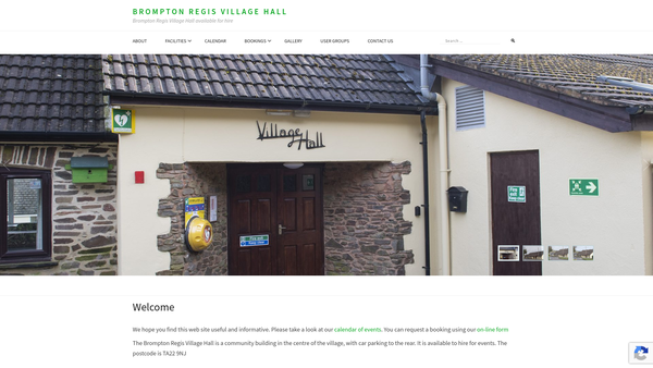 Screenshot of the Brompton Regis Village Hall website