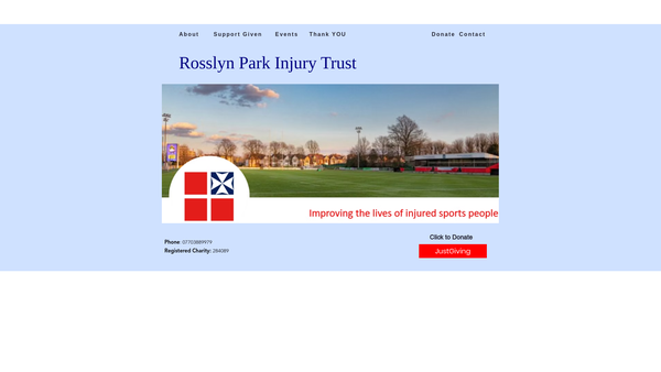 Screenshot of the Rosslyn Park Injury Trust Fund website