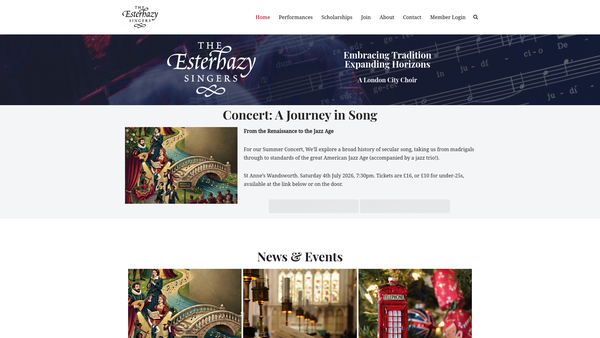 Screenshot of the The Esterhazy Singers website