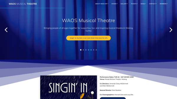 Screenshot of the The Woking Amateur Operatic Society website
