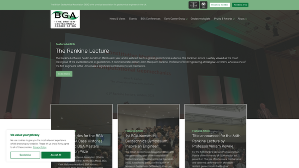 Screenshot of the The British Geotechnical Association website