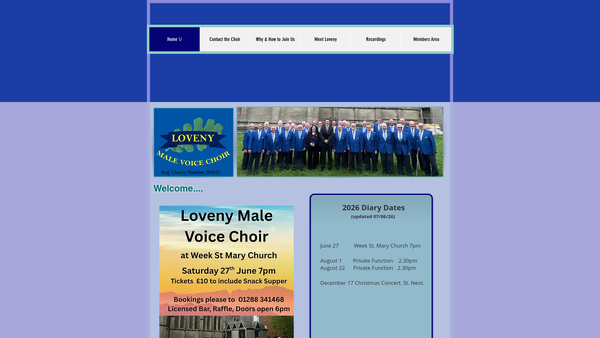 Screenshot of the Loveny Male Voice Choir website