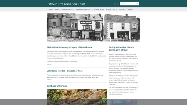 Screenshot of the Stroud Preservation Trust Limited website