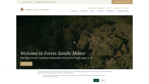 Screenshot of the Forres Sandle Manor Educational Trust Limited website