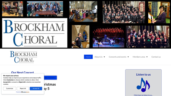 Screenshot of the Brockham Choral Society website