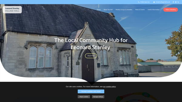 Screenshot of the Leonard Stanley Village Hall website