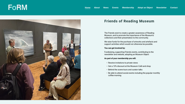 Screenshot of the Friends of Reading Museum website