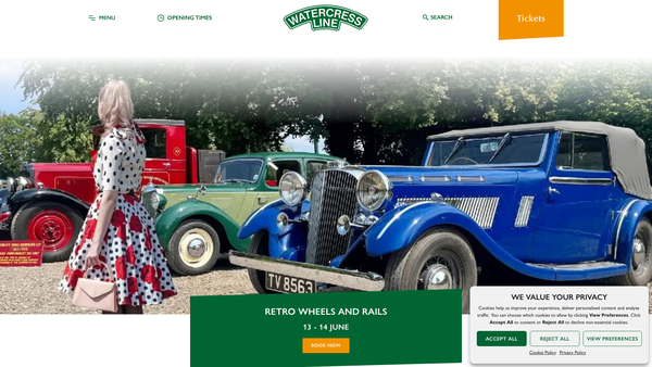 Screenshot of the Watercress Line Heritage Railway Trust Limited website