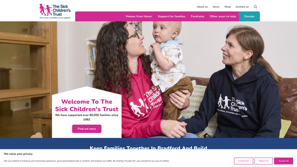 Screenshot of the The Sick Children's Trust website