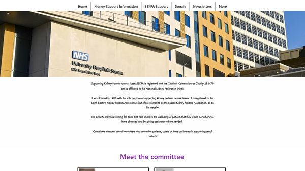 Screenshot of the South Eastern Kidney Patients Association website