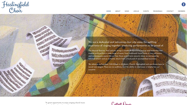 Screenshot of the Haslingfield Choir website