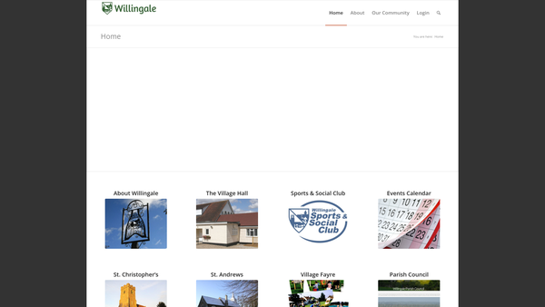 Screenshot of the Willingale Village Hall website