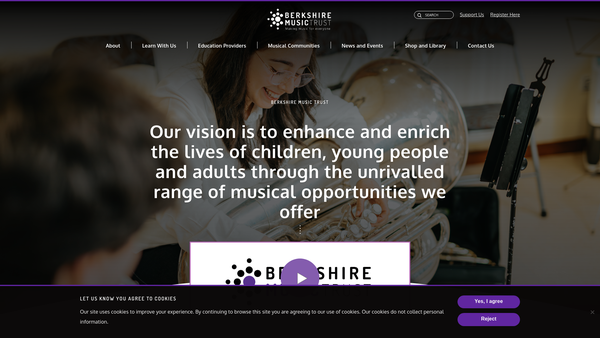 Screenshot of the The Berkshire Young Musicians Trust website