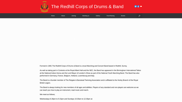 Screenshot of the Crusaders-The Redhill Corps Of Drums website