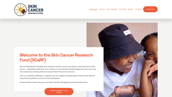Screenshot of the The Skin Cancer Research Fund website