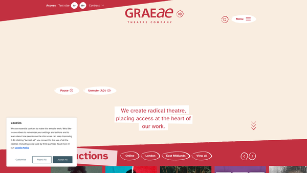 Screenshot of the The Graeae Theatre Company Limited website