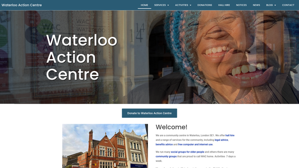 Screenshot of the Waterloo Action Centre website