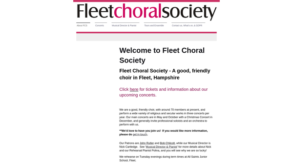 Screenshot of the The Fleet And District Choral Society website