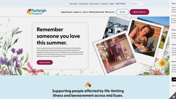 Screenshot of the Farleigh Hospice website