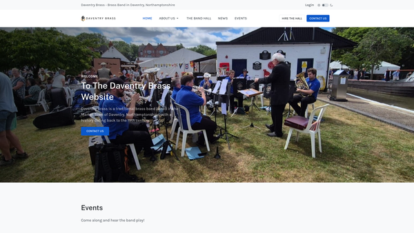 Screenshot of the Daventry Brass website