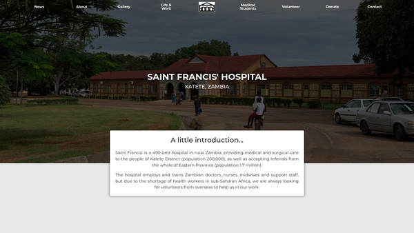 Screenshot of the The Friends Of St Francis Katete Charitable Trust website