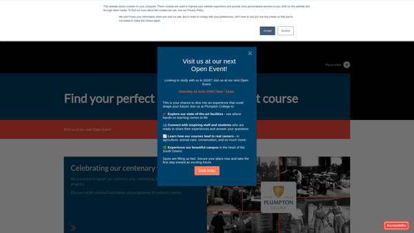 Screenshot of the The Plumpton College Charitable Foundation (Incorporating O.t. Norris) website