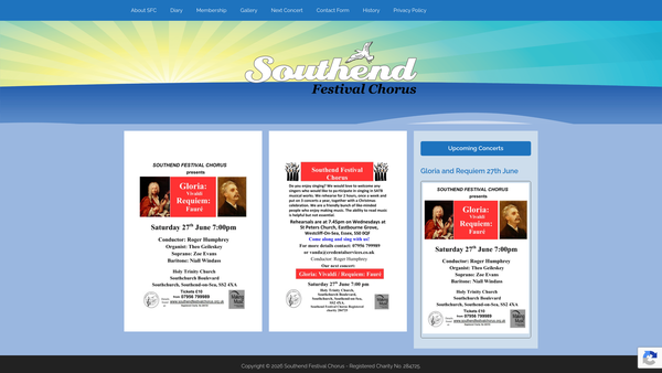 Screenshot of the Southend Festival Chorus website