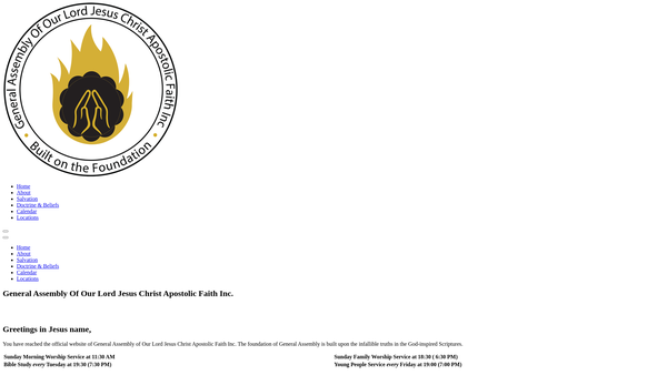 Screenshot of the General Assembly Of Our Lord Jesus Christ Apostolic Inc website