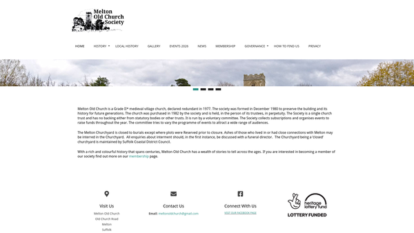 Screenshot of the The Melton Old Church Society website