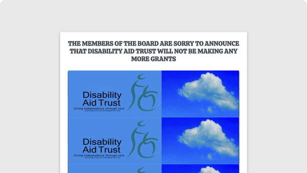 Screenshot of the Disability Aid Trust (Dat) Formerly Known As Handicapped Aid Trust (Hat) website