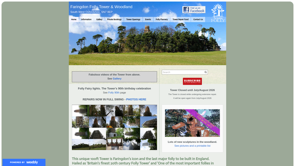 Screenshot of the The Faringdon Folly Tower Trust website