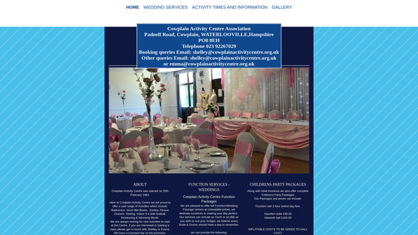 Screenshot of the Cowplain Activity Centre Association website