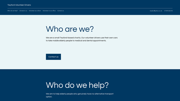 Screenshot of the Twyford, Wargrave And District Volunteer Centre website